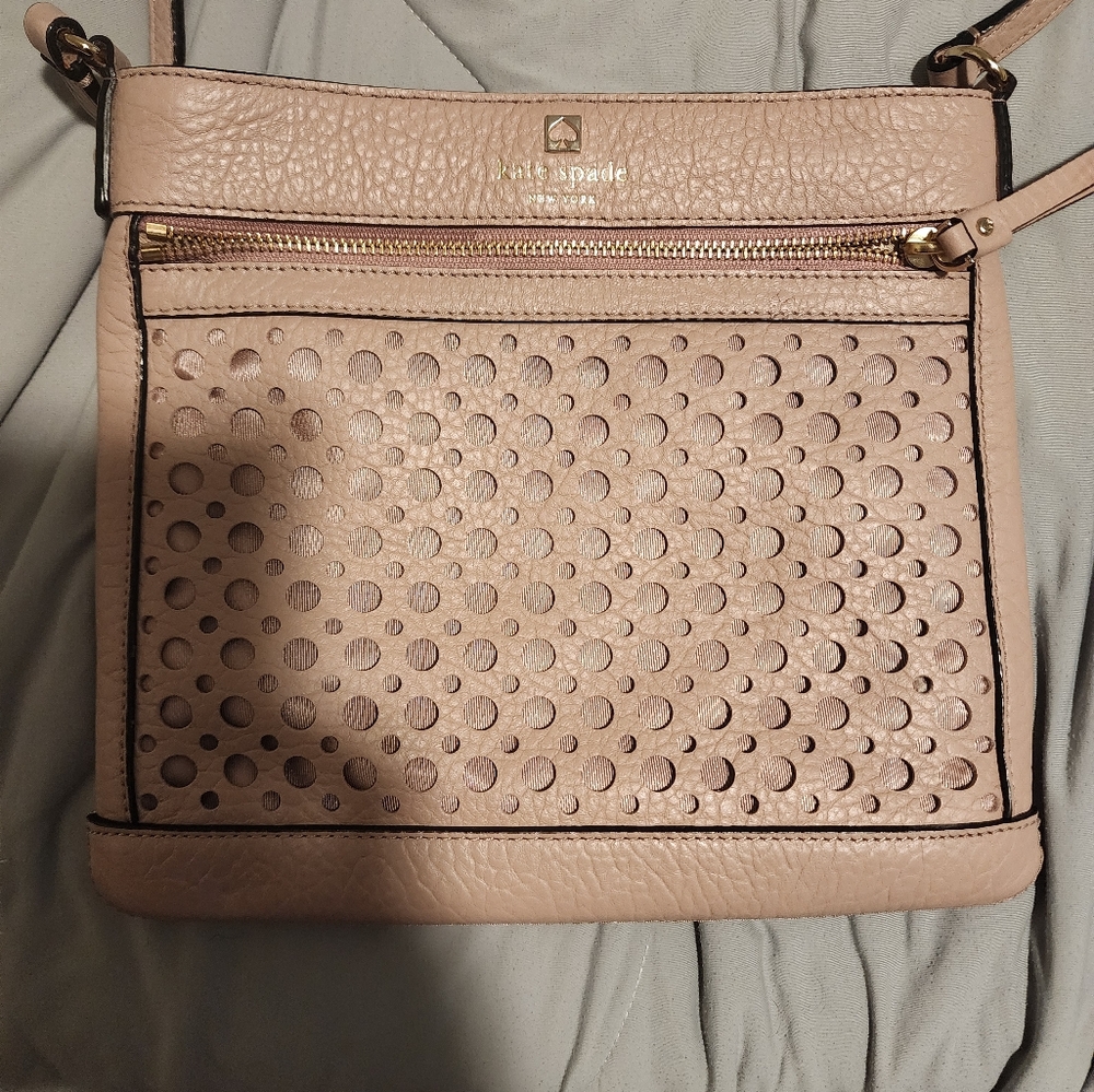 KATE SPADE Perri Lane Reidy Bubbles Crossbody Tan Blush Mauve Leather WKRU2865